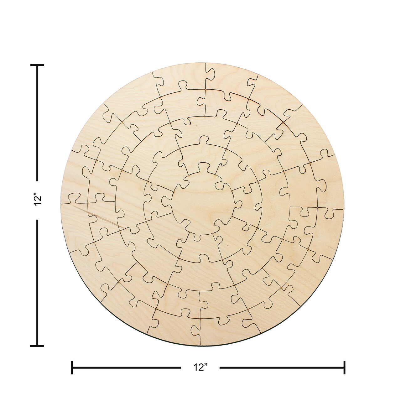 Leisure Arts Wood Puzzle Large Circle 49 pieces 12" Blank Puzzles, Make Your Own puzzle, Blank Puzzle Pieces Blank Wooden Puzzles DIY Jigsaw Puzzles, blank puzzles to draw on